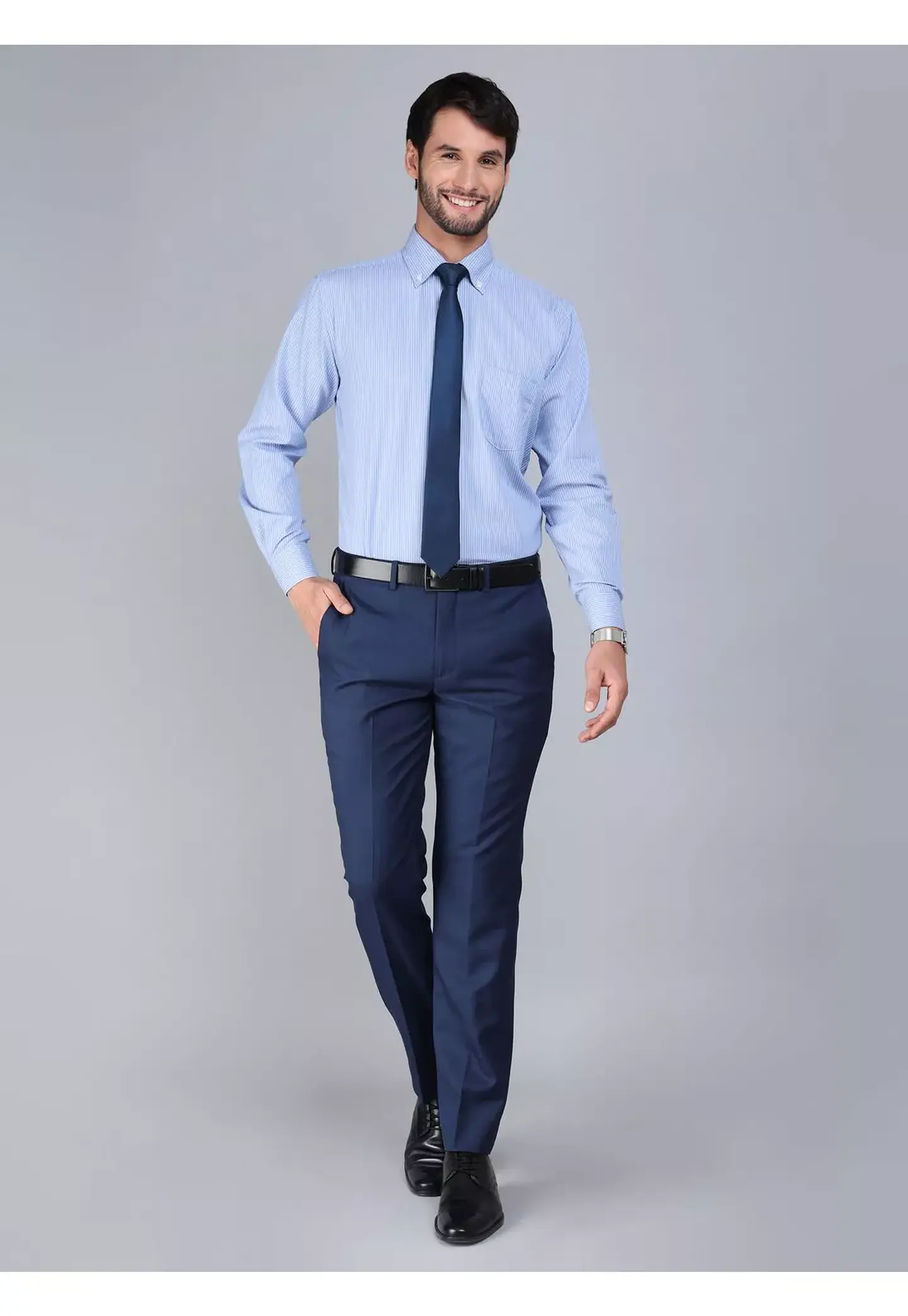 Camisa Hombre M/l Vestir Listada Tailored Fit Arrow Arm0512ce Celeste 15 2