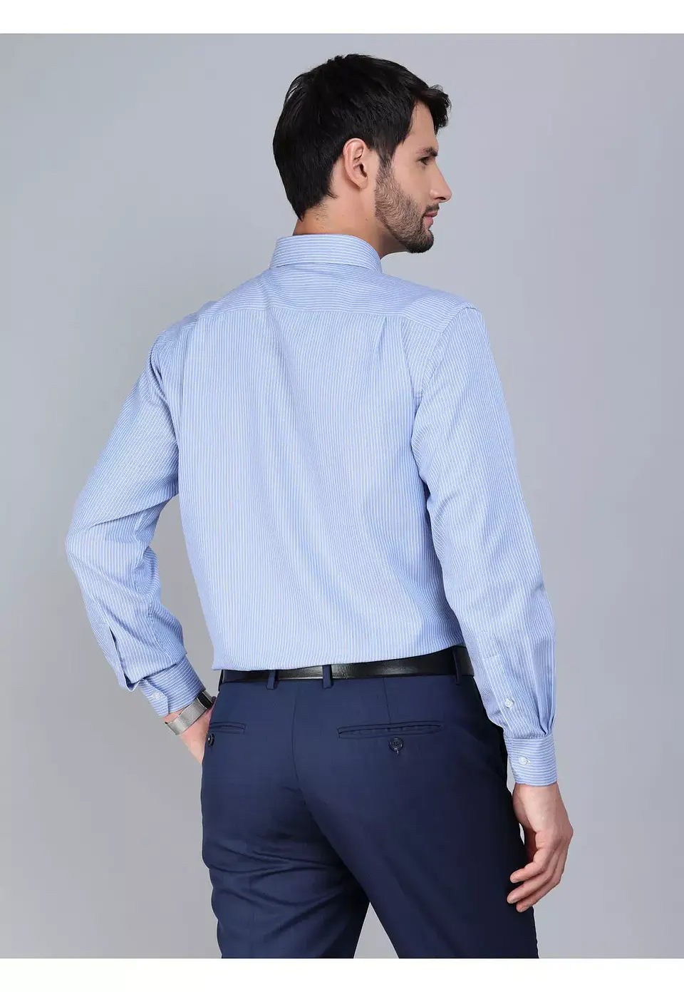 Camisa Hombre M/l Vestir Listada Tailored Fit Arrow Arm0512ce Celeste 15 3