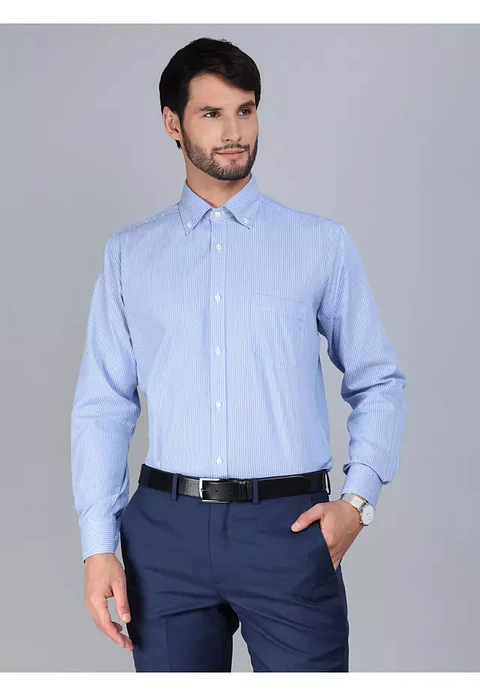 Camisa Hombre M/l Vestir Listada Tailored Fit Arrow Arm0512ce Celeste 15