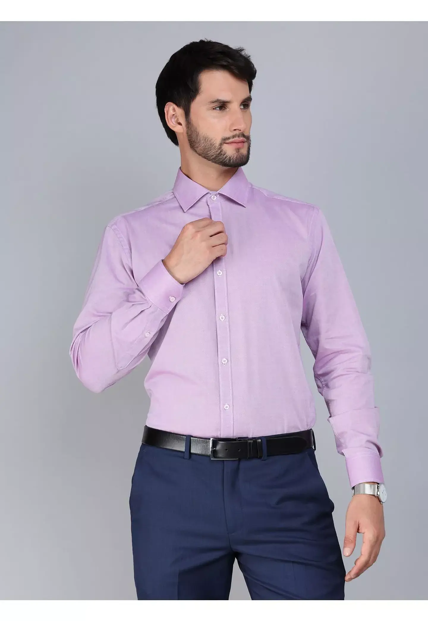 Camisa Hombre M/l Vestir Fantasia Slim Fit Arrow Arm0501li Lila 15 1