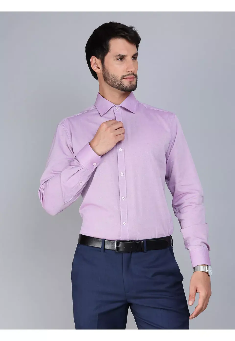 Camisa Hombre M/l Vestir Fantasia Slim Fit Arrow Arm0501li Lila 15 1