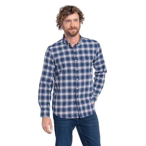 Camisa Hombre M/l Tailored Fit Cuadros Oxford C/bols. Leon Potros Pti601404n 
