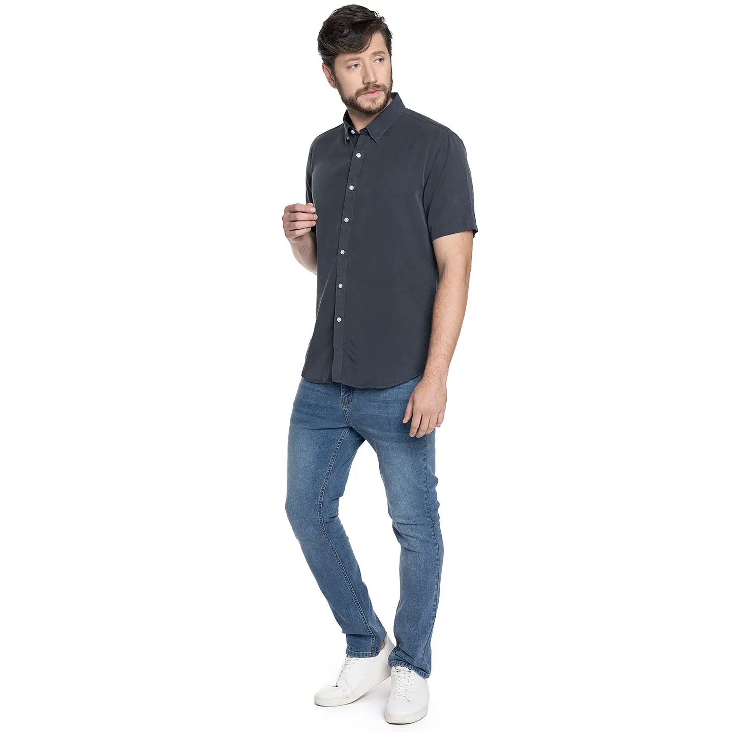 Camisa Hombre M/c Lisa Lyocell Santiago Potros Ptv625354n-077 Azul S 4