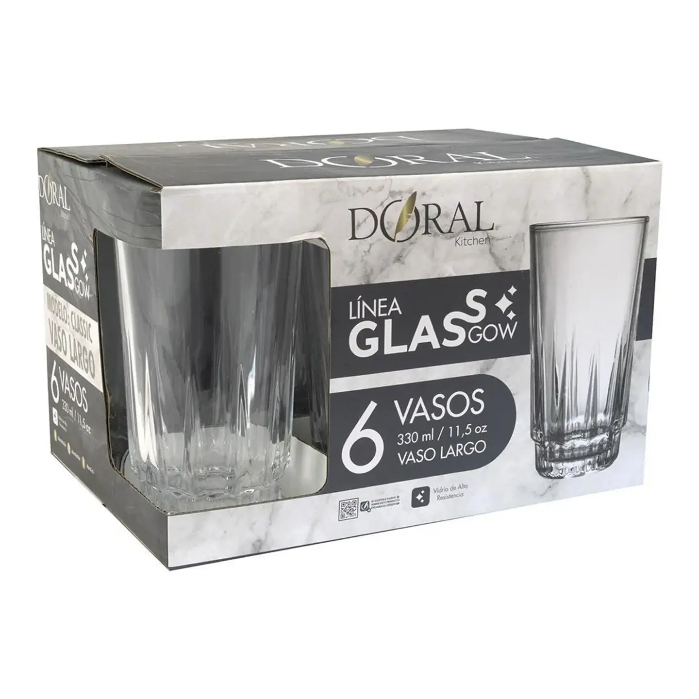 Set 6vasos Alto Classic Doral Menaje S6vgcl330 3