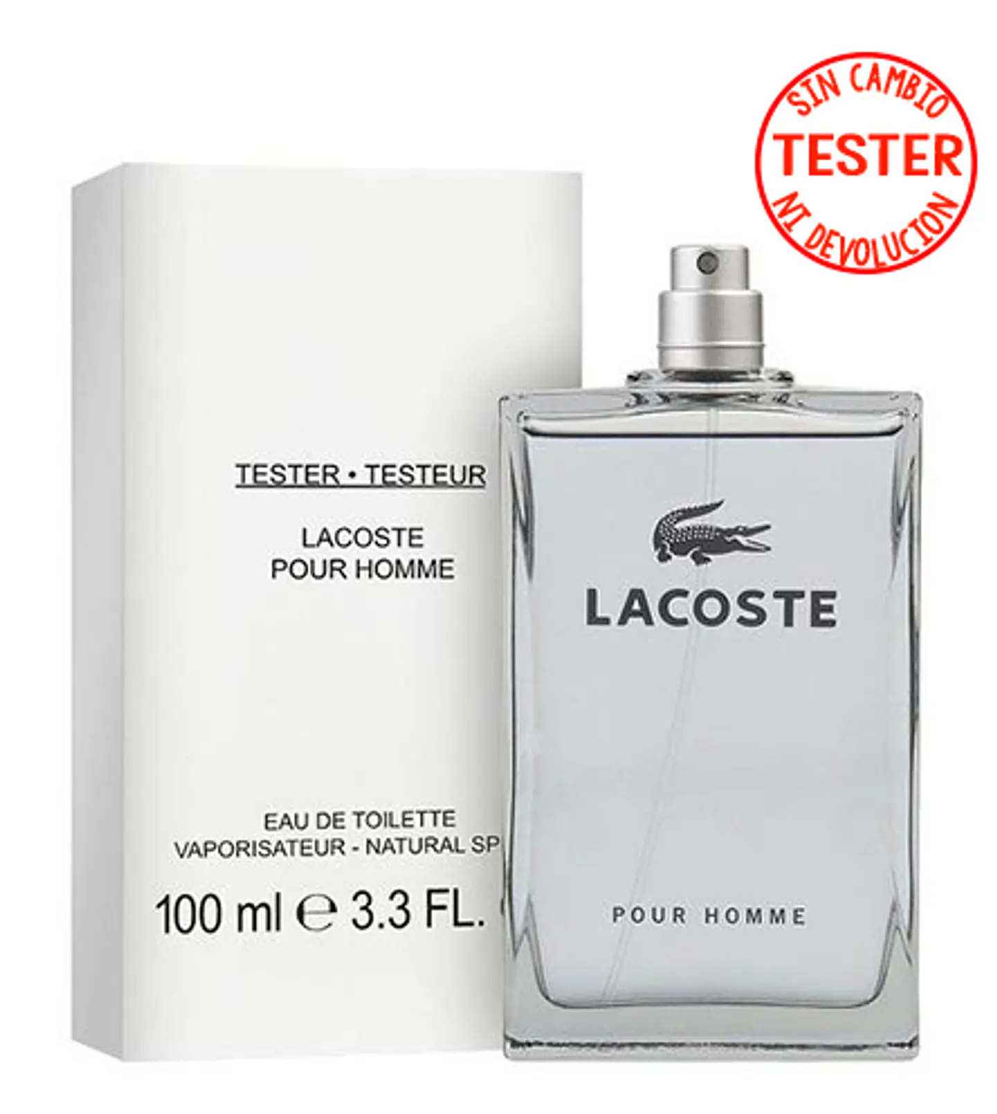 LACOSTE POUR HOMME EDT 100 TESTER (PROBADOR) SIN TAPA- LACOSTE 1