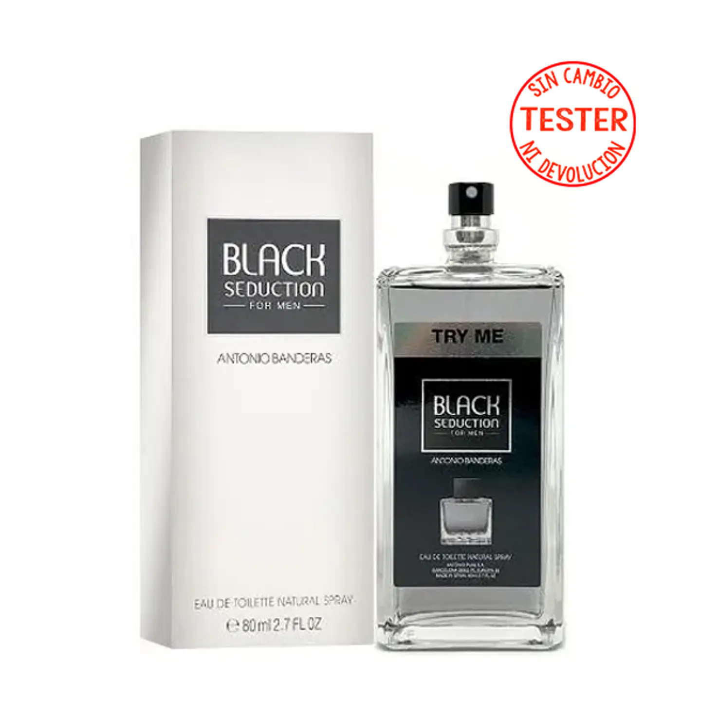 SEDUCTION IN BLACK FOR MEN EDT 80 ML - (TESTER - SIN TAPA) - ANTONIO BANDERAS 1