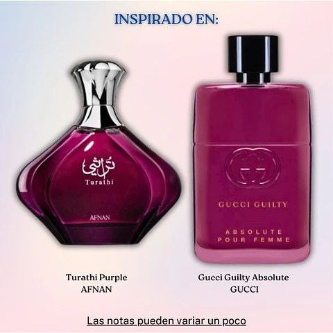 TURATHI PURPLE EDP 90 ML FOR WOMEN - AFNAN - (INSPIRADO EN GUILTY ABSOLUTE POUR FEMME)