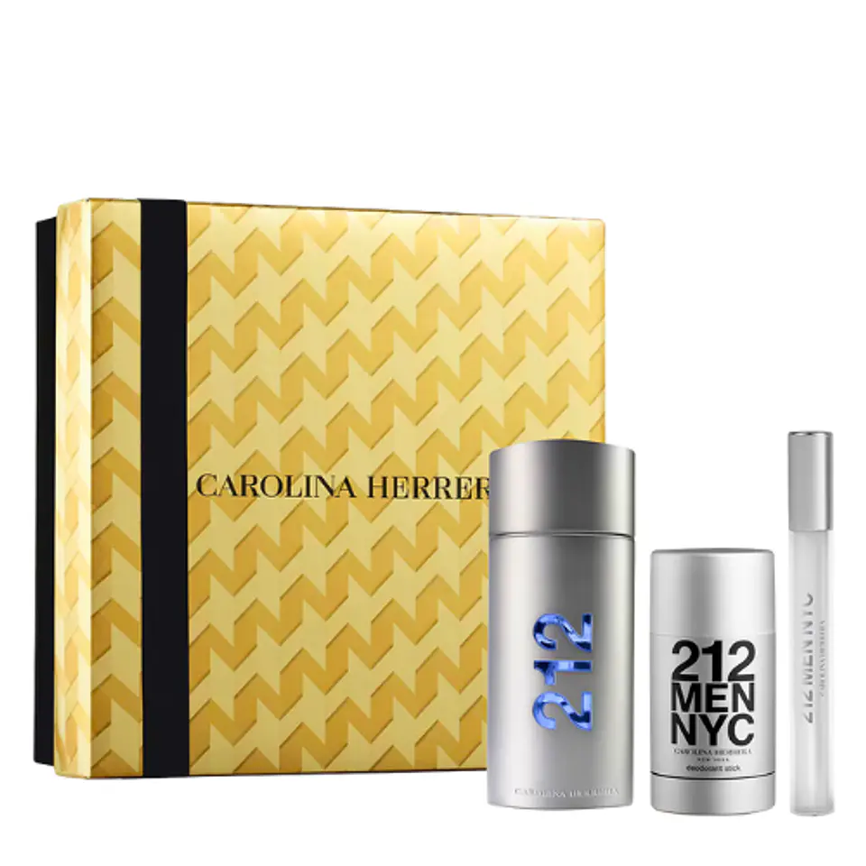 212 MEN EDT 100 ML + DEO 75 ML + TRAVEL 10 ML ESTUCHE - CAROLINA HERRERA 1