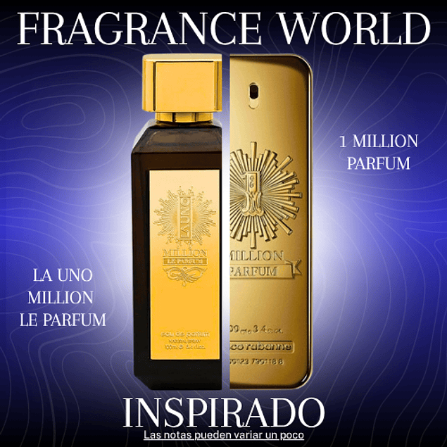 LA UNO MILLION LE PARFUM EDP 100 ML FOR MEN - FRAGRANCE WORLD - (INSPIRADO EN 1 MILLION PARFUM DE PACO RABANNE)