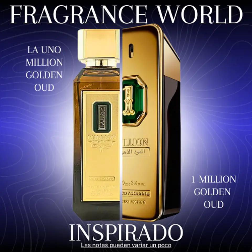 LA UNO MILLION GOLDEN OUD 100 ML EDP -  FRAGRANCE WORLD - (INSPIRADO EN 1 MILLION GOLDEN OUD DE PACO RABANNE) 1