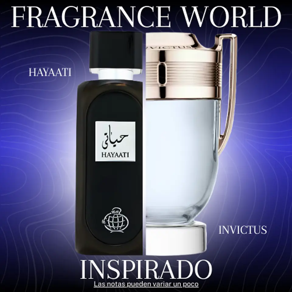 HAYAATI EDP 100 ML UNISEX - FRAGRANCE WORLD - (INSPIRADO EN INVICTUS DE PACO RABANNE) 1
