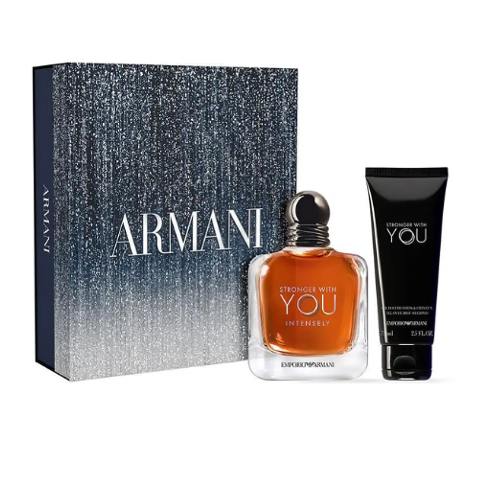 STRONGER WITH YOU INTENSELY EDP 100 ML + SHOWER GEL 75 ML SET  FOR MEN - ARMANI 1
