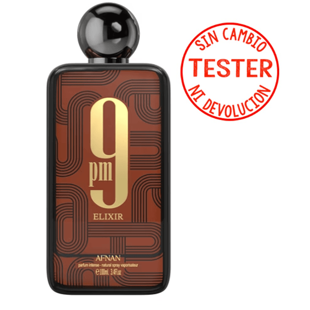 9 PM ELIXIR PARFUM INTENSE 100 ML UNISEX (TESTER-PROBADOR)- AFNAN (INSPIRADO EN LE MALE ELIXIR ABSOLU DE JEAN PAUL GAULTIER)