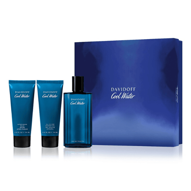 COOL WATER EDT 125 ML + SHOWER GEL  75 ML + AFTER SHAVE 75 ML FOR MEN SET - DAVIDOFF