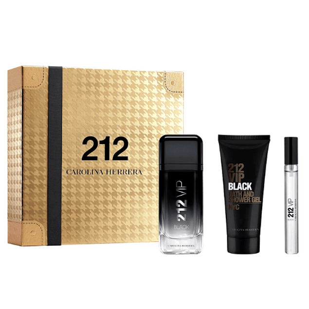 212 VIP BLACK EDP 100 ML + TRAVEL 10 ML + SHOWER GEL 100 ML ESTUCHE - CAROLINA HERRERA