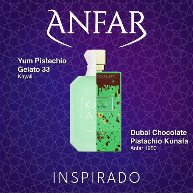 DUBAI CHOCOLATE PISTACHIO KUNAFA 80 ML EXTRAIR DE PARFUM UNISEX - ANFAR (INSPIRADO EN YUM PISTACHIO GELATO 33)