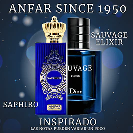 SAPHIRO EXTRAIT DE PARFUM 60 ML FOR MEN - ANFAR SINCE 1950 (INSPIRADO EN SAUVAGE ELIXIR)