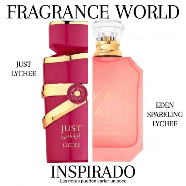 JUST LYCHEE EDP 100 ML - FRAGRANCE WORLD - (INSPIRADO EN EDEN SPARKLING LYCHEE)