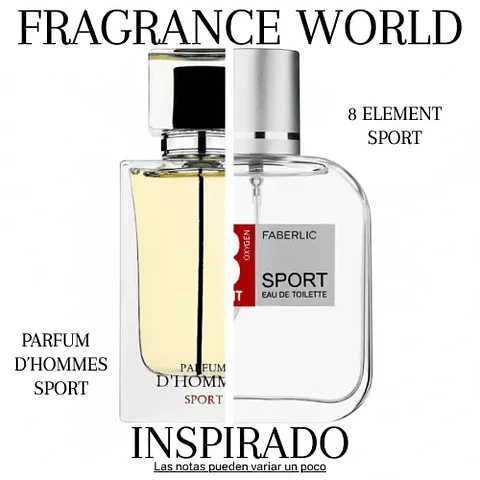 PARFUM D´HOMMES SPORT EDP 100 ML - FRAGRANCE WORLD - (INSPIRADO EN 8 ELEMENT SPORT DE FABERLIC)