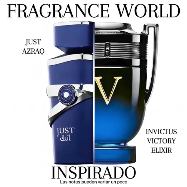 JUST AZRAQ 100 ML EDP UNISEX - FRAGRANCE WORLD - (INSPIRADO EN INVICTUS VICTORY ELIXIR)