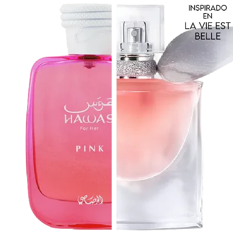 HAWAS PINK FOR WOMEN EDP 100 ML - RASASI (INSPIRADO EN LA VIE EST BELLE)