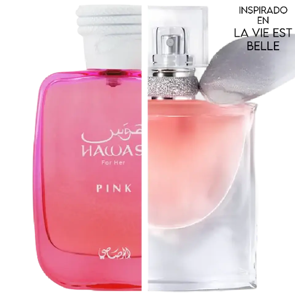 HAWAS PINK FOR WOMEN EDP 100 ML - RASASI (INSPIRADO EN LA VIE EST BELLE) 2
