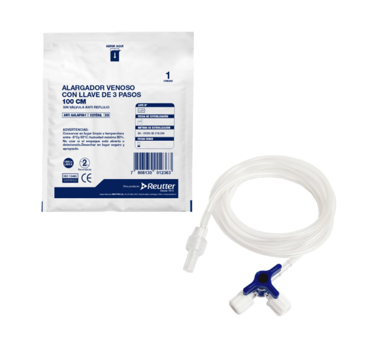 💉 ALARGADOR VENOSO CON LLAVE DE 3 PASOS – REUTTER | Conector para Infusión Segura • Estéril • Desechable 2