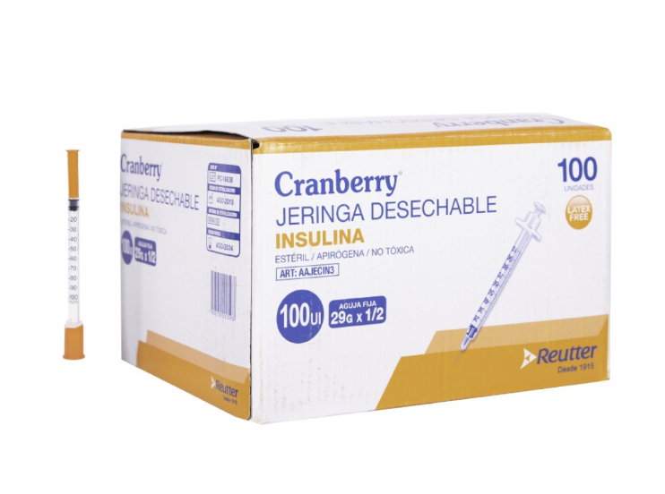 💉 JERINGA PARA INSULINA 100 UI – REUTTER | Estéril • Desechable • Con Aguja Fija • Precisión para Uso Médico y Doméstico 1
