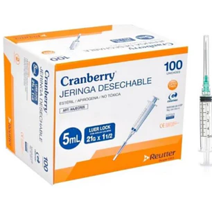💉 JERINGA DESECHABLE LUER LOCK CON AGUJA – CRANBERRY | Estéril • Precisión Médica • Conexión Segura • Un Solo Uso