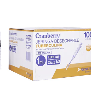 💉 Jeringa Tuberculina 1ml con Aguja 27G x 1/2 – CRANBERRY | Alta Precisión – Desechable y Estéril – Uso Médico