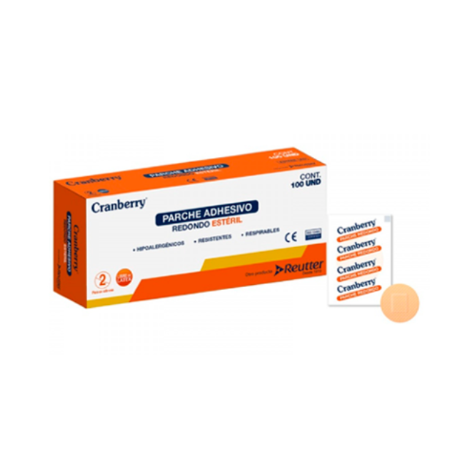 Parche Curita Redondo para Vacunas Cramberry | Apósito Adhesivo Desechable – Caja x 100 Unidades 1