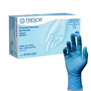 Guantes de Nitrilo Sin Polvo TRESOR | Guantes de Examinación Desechables – Libres de Látex – Alta Resistencia – Caja x 100 Unidades