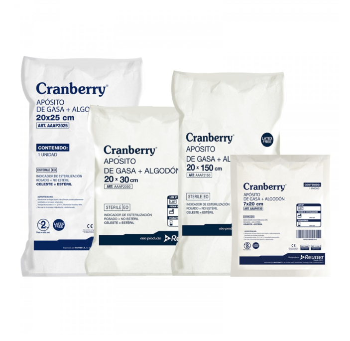 Apósito de Gasa Estéril Tejida CRANBERRY | Gasa Médica Estéril para Curaciones y Heridas – 100% Algodón – Alta Absorción 1