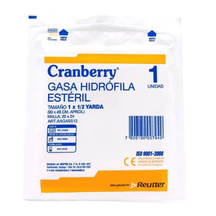 Gasa Hidrófila Estéril CRANBERRY | Compresa de Algodón Médico – Alta Absorción y Suavidad – Uso Clínico y Quirúrgico
