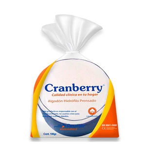 Algodón Hidrófilo Prensado 100 g CRANBERRY | Algodón Médico 100% Natural – Alta Absorción y Suavidad – Uso Clínico y Estético