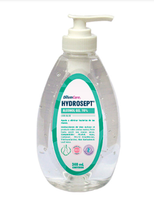 🧴 Alcohol Gel Hydrosept 340ml – DIFEMPHARMA | Antibacterial al 70% – Limpieza y Desinfección de Manos sin Agua 1