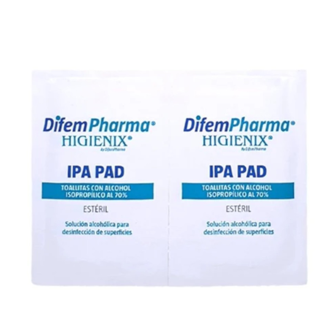 💧 HIGIENIX Alcohol IPA Pad – DIFEMPHARMA | Toalla Antiséptica con Alcohol Isopropílico 70% – Limpieza y Desinfección de Piel y Superficies 1