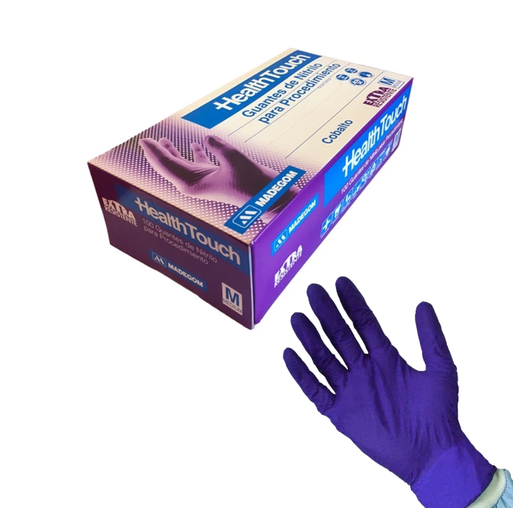 🖐️ GUANTES DE NITRILO COBALTO – HEALTH TOUCH | Sin Látex • Alta Resistencia • Desechables para Examinación – Caja x100 1