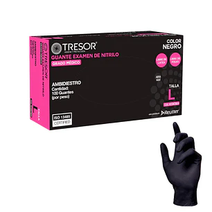 🖤 GUANTES DE NITRILO NEGRO – TRESOR | Grado Médico • Alta Resistencia • Sin Látex • Caja con 100 Unidades
