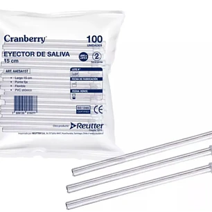 EYECTOR DE SALIVA TRANSPARENTE 15 CM | ASPIRADOR DENTAL DESECHABLE BOLSA X100