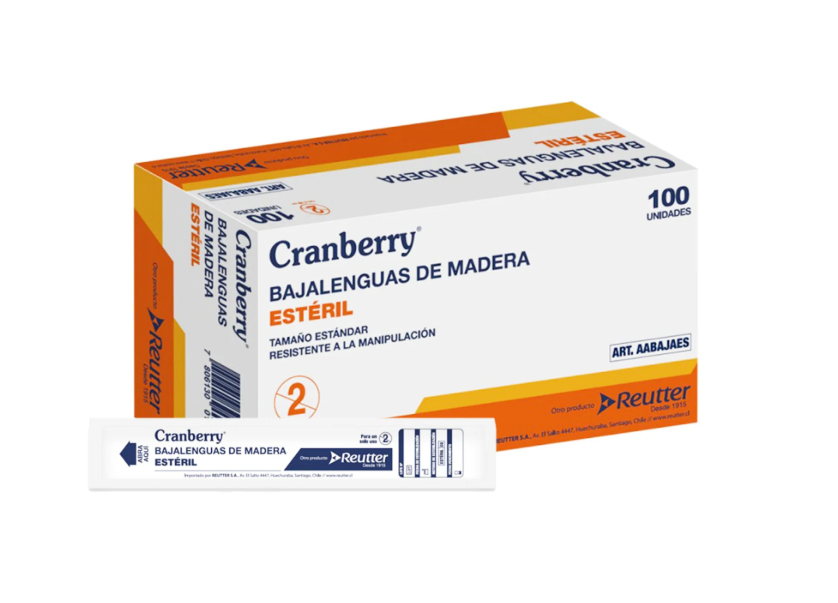 BAJALENGUA DE MADERA CRANBERRY | EXPLORADOR ORAL DESECHABLE CAJA X 50 UN 1