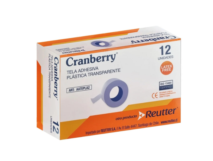 TELA ADHESIVA PLÁSTICA CRANBERRY | CINTA MÉDICA ESTÉRIL CAJA X 12 UN 1