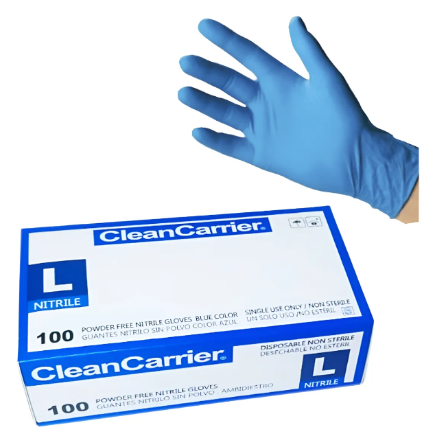 GUANTES DE NITRILO CLEAN CARRIER AZUL SIN POLVO | GUANTES MÉDICOS DESECHABLES 1