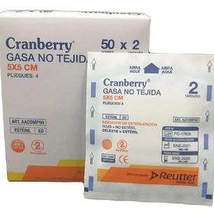 GASA NO TEJIDA 5 X 5 CM CRANBERRY | GASAS MÉDICAS ESTÉRILES CAJA X 50 SOBRES