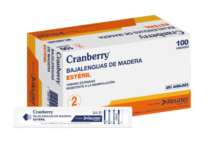 BAJALENGUA DE MADERA ESTÉRIL CRANBERRY | BAJA LENGUA DESECHABLE CAJA X 100 1