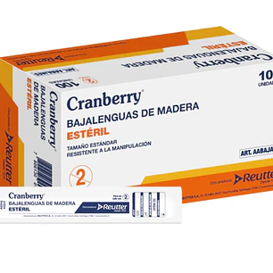 BAJALENGUA DE MADERA ESTÉRIL CRANBERRY | BAJA LENGUA DESECHABLE CAJA X 100