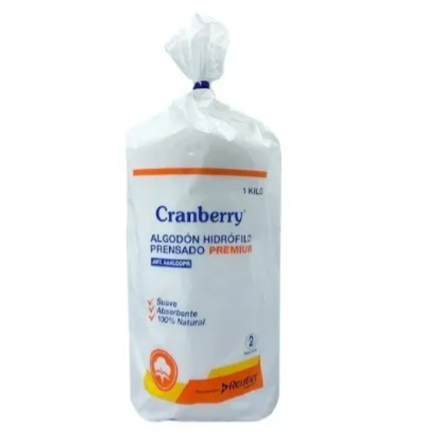 ALGODÓN HIDRÓFILO PRENSADO CRANBERRY 1 KG | ALGODÓN MÉDICO ESTÉRIL 1