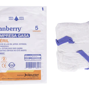 COMPRESA DE GASA ESTÉRIL 45X45 CM CRANBERRY | COMPRESAS MÉDICAS ESTÉRILES PAQUETE X 5