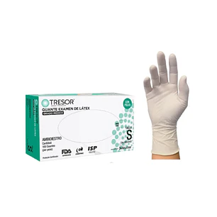 Guantes de Látex con Polvo TRESOR | Guantes de Examinación Desechables – Alta Sensibilidad y Resistencia – Caja x 100 Unidades
