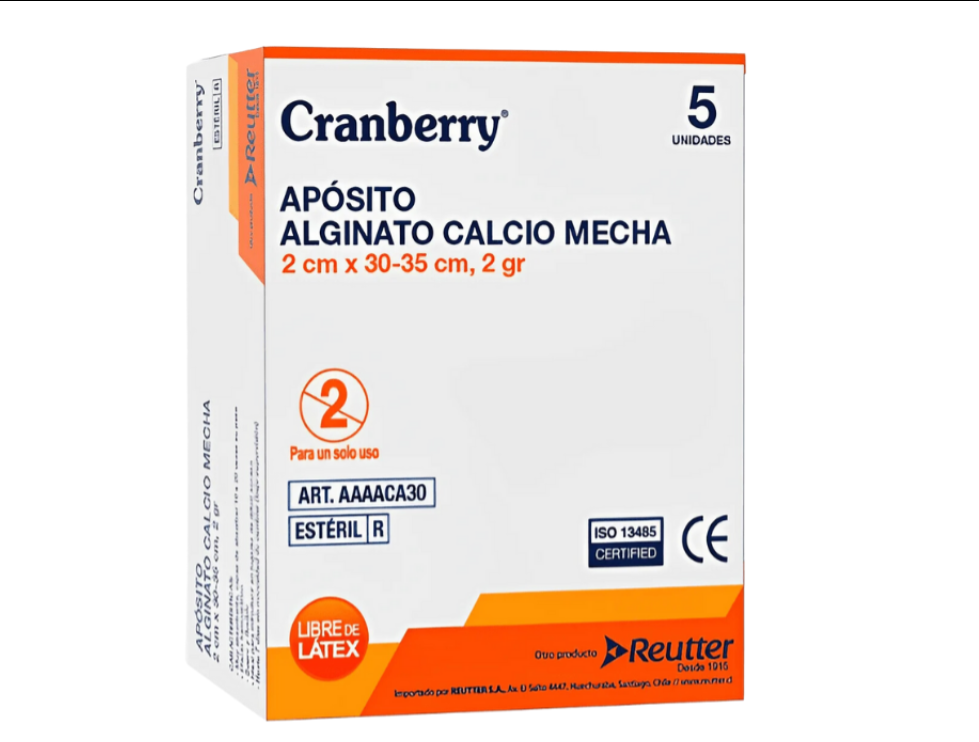 🩹 APÓSITO DE ALGINATO DE CALCIO MECHA 2 X 30 CM – CAJA X 5 UNIDADES 1